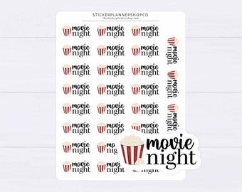 Movie Night Planner Stickers - 28 Stickers