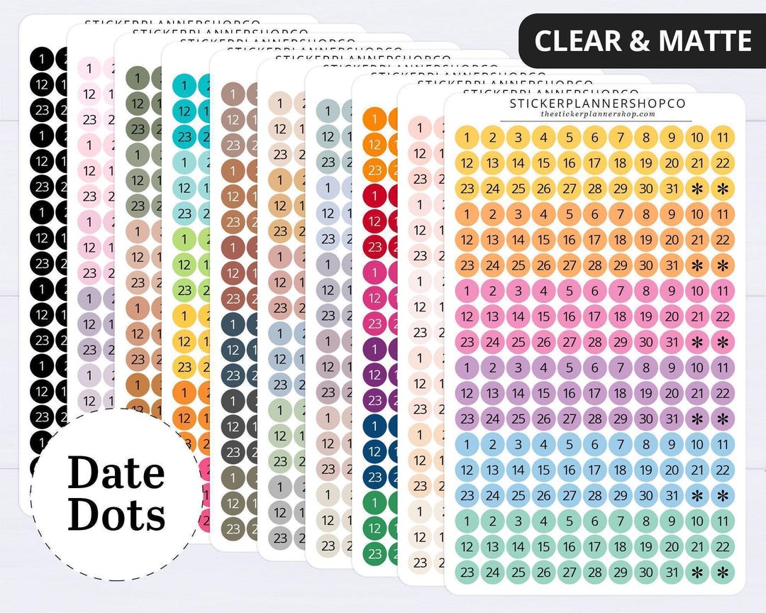 Date Dot Planner Stickers - Date Dot Sticker - Date Stickers - Happy ...