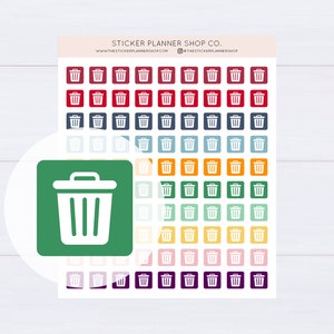 Trash Can Icon Planner Stickers image 1