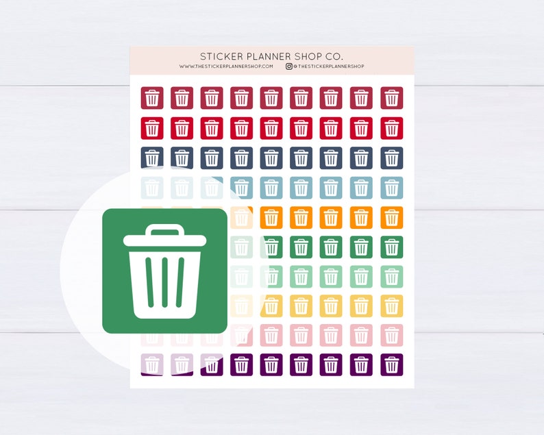 Trash Can Icon Planner Stickers image 1