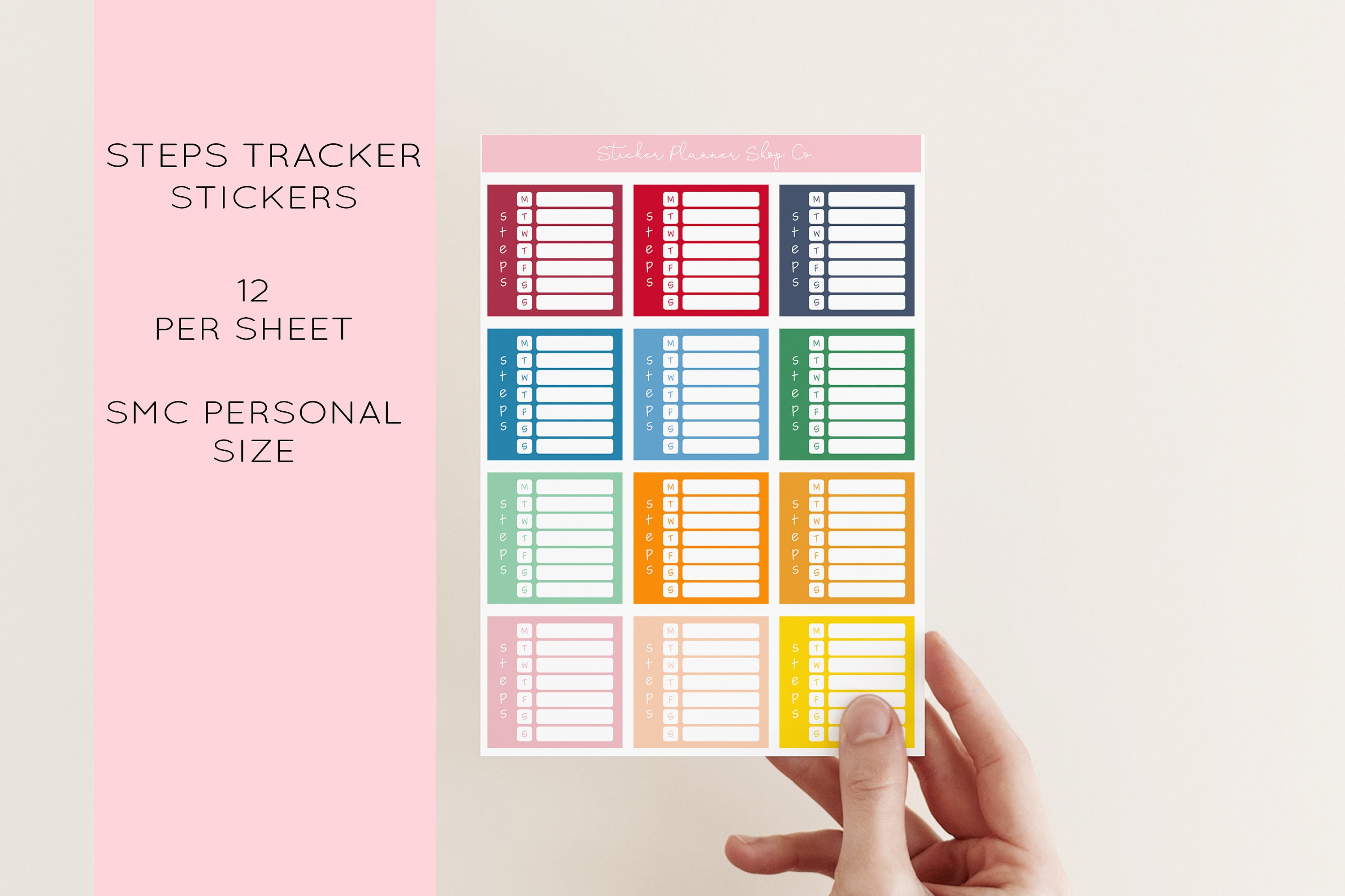 Steps Tracking Stickers 1 Sheet 12 Stickers Etsy
