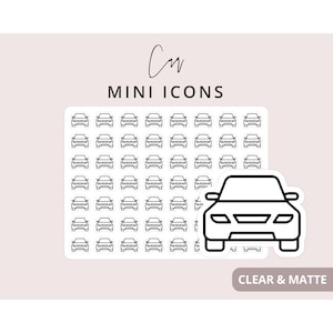 Car Sticker - Mini Icon Stickers, Planner Icon Stickers, Minimal & Functional Planner Sticker, Small Icon Stickers, Road Trip, 56 Stickers
