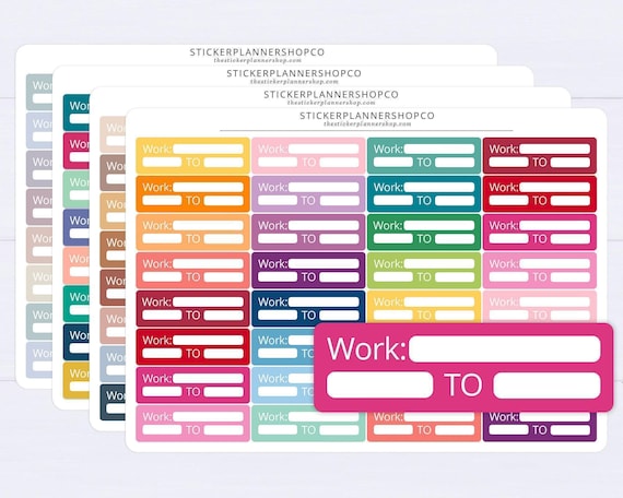 Work Schedule Label Planner Stickers - 32 Stickers