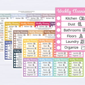 Stickers wekelijks schoonmaakschema - sticker schoonmaakroutine | Sticker schoonmaaklijst huis | Sticker karweikaart | Sticker schoonmaakschema