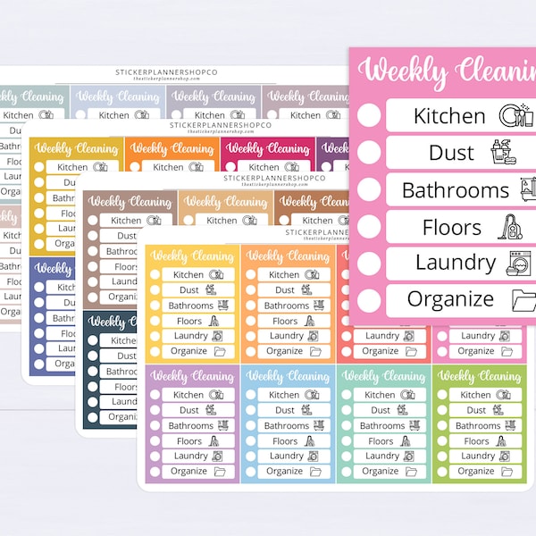 Weekly Cleaning Schedule Stickers - Cleaning Routine Sticker | House Cleaning List Sticker | Chore Chart Sticker | Cleaning Schedule Sticker