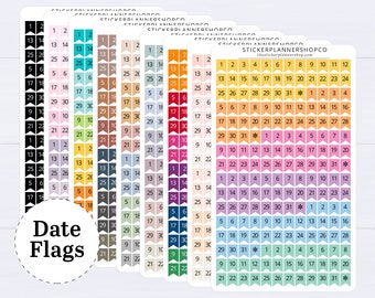 Date Flag Stickers - 192 Stickers  - Full Month Color Sets