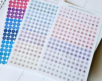 Date Dot Planner Stickers - Date dot sticker - Date Stickers - happy planner stickers - planner date stickers - daily date stickers
