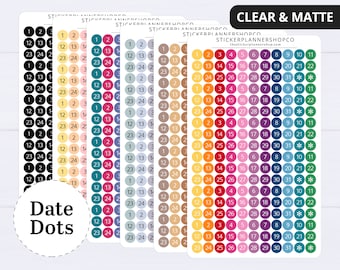 Date Dot Planner Stickers - 198 Stickers - Date dot sticker