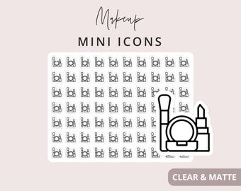 Makeup Mini Icon Sticker - Mini Icon Stickers, Planner Icon Stickers, Minimal & Functional Planner Sticker, Small Icon Stickers, 70 Stickers