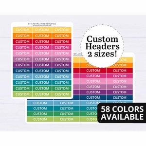 custom header planner sticker - 40 Stickers - I will print stickers of any word that you choose - 1 word per sheet