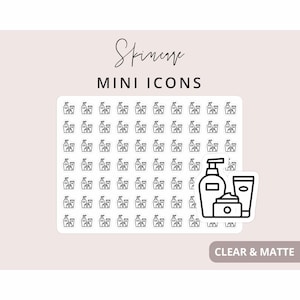 SkinCare - Mini Icon Stickers, Planner Icon Stickers, Minimal & Functional Planner Sticker, Small Icon Stickers, 70 Stickers