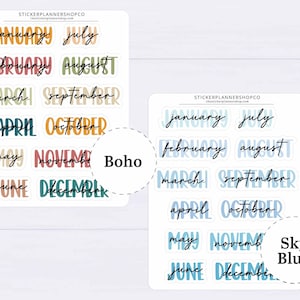 Month Header Planner Stickers Month Names Sticker Large Cursive Month Stickers January December Monthly Planner Stickers image 7