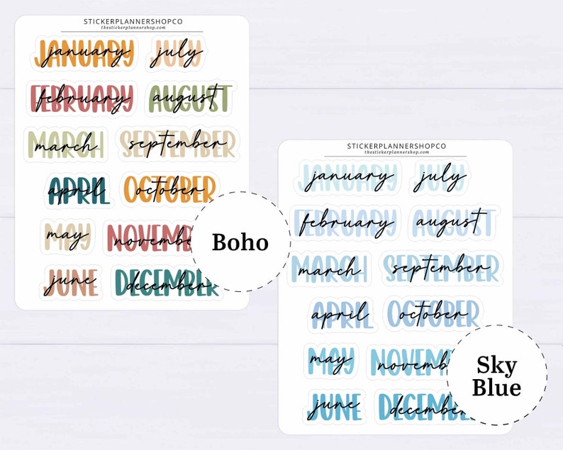 Month Header Planner Stickers Month Names Sticker Large Cursive Month Stickers January December Monthly Planner Stickers image 7