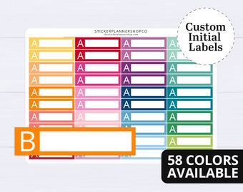 Custom Initial label Planner Sticker - 40 Stickers - 1 initial or 1 symbol per sheet