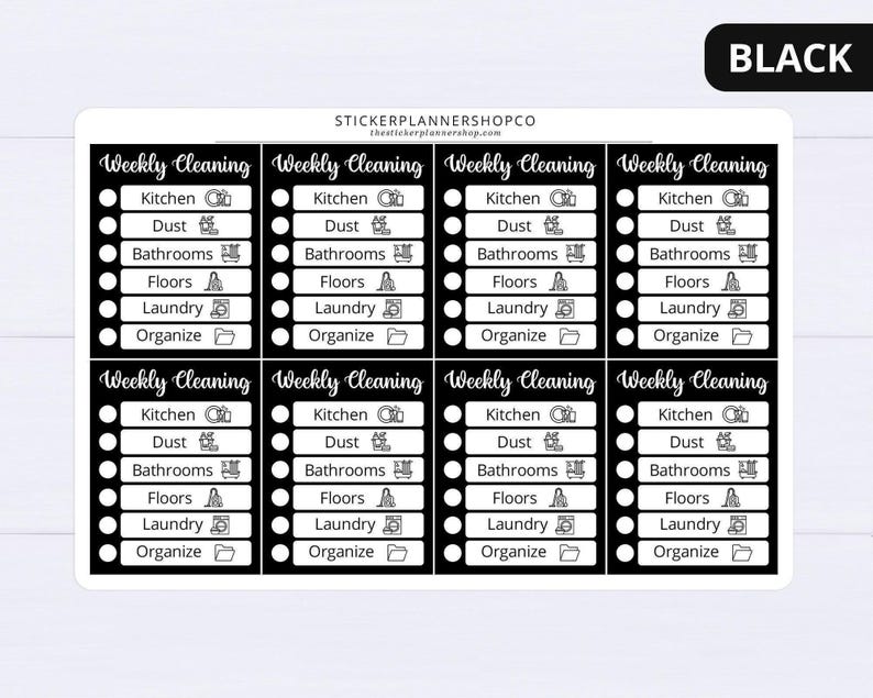 Weekly Cleaning Schedule Stickers - Cleaning Routine Sticker | House Cleaning List Sticker | Chore Chart Sticker | Cleaning Schedule Sticker image 4