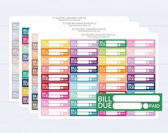 Bill Due Planner Stickers - Bill Due Stickers - Planner Stickers - Payment Stickers - Payment Due Stickers