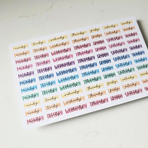 Wochentage Planer Sticker - Wochentage Sticker Blatt - 77 Sticker