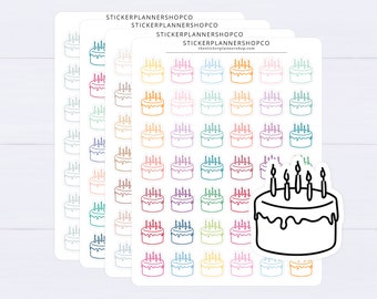 Mini Birthday Cake Stickers - 42 Stickers