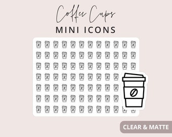 Coffee Cup - Mini Icon Stickers, Planner Icon Stickers, Minimal & Functional Planner Sticker, Small Icon Stickers, 84 Stickers