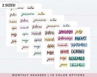 Monthly Header Stickers - Months of the Year Sticker Sheet - Erin Condren monthly stickers - Month Stickers - Monthly Stickers