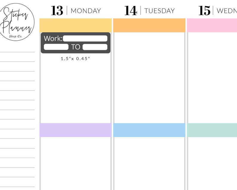 Plannerstickers werkschemalabel: 32 stickers afbeelding 3