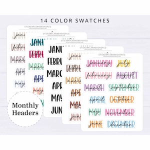 Month Header Planner Stickers | Month Names Sticker | Large Cursive Month Stickers | January - December | Monthly Planner Stickers