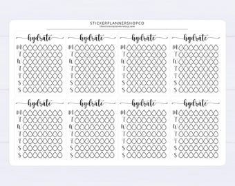 Wekelijkse Hydrate-trackerstickers - zwart - 8 stickers