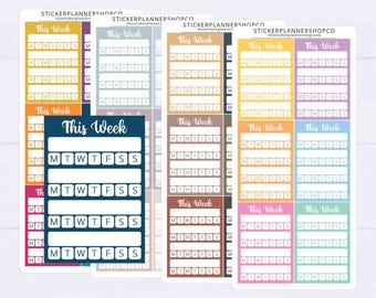 Deze week stapelbare zijbalk-trackerstickers: maandgewoonten, trackstickers, gewoontetrackingstickers, 6 stickers per vel