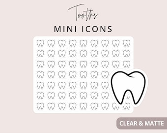 Tooth - Mini Icon Stickers, Planner Icon Stickers, Minimal & Functional Planner Sticker, Small Icon Stickers, 63 Stickers
