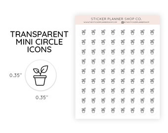 Plant Bank - Clear Mini Dot Icons - Mini Circle Icon plant Planner Stickers - Functional Planner Stickers - 72 Stickers