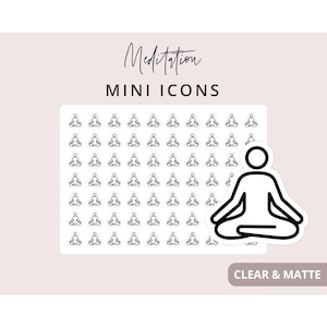 Meditation Mini Icon Stickers, Planner Icon Sticker, Minimal & Functional Planner Sticker, Small Icon Sticker, 70 Stickers