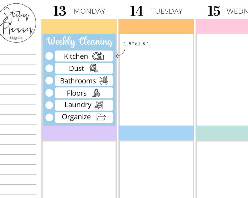 Weekly Cleaning Schedule Stickers - Cleaning Routine Sticker | House Cleaning List Sticker | Chore Chart Sticker | Cleaning Schedule Sticker image 3