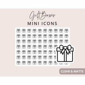 Gift Box - Mini Icon Stickers, Planner Icon Stickers, Minimal & Functional Planner Sticker, Small Icon Stickers, 70 Stickers