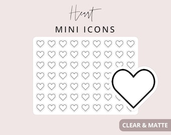 Heart Sticker - Mini Icon Stickers, Planner Icon Stickers, Minimal & Functional Planner Sticker, Small Icon Stickers, 63 Stickers