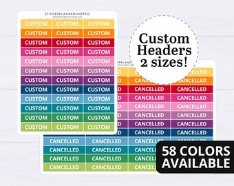 Custom Bold Header Planner Stickers - 2 Size Options