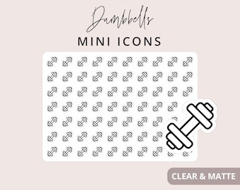 Mancuernas - Pegatinas con iconos pequeños, pegatinas con iconos para planificador, pegatinas minimalistas y funcionales para planificador, pegatinas con iconos pequeños, 70 pegatinas