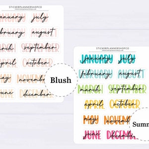 Month Header Planner Stickers Month Names Sticker Large Cursive Month Stickers January December Monthly Planner Stickers image 9