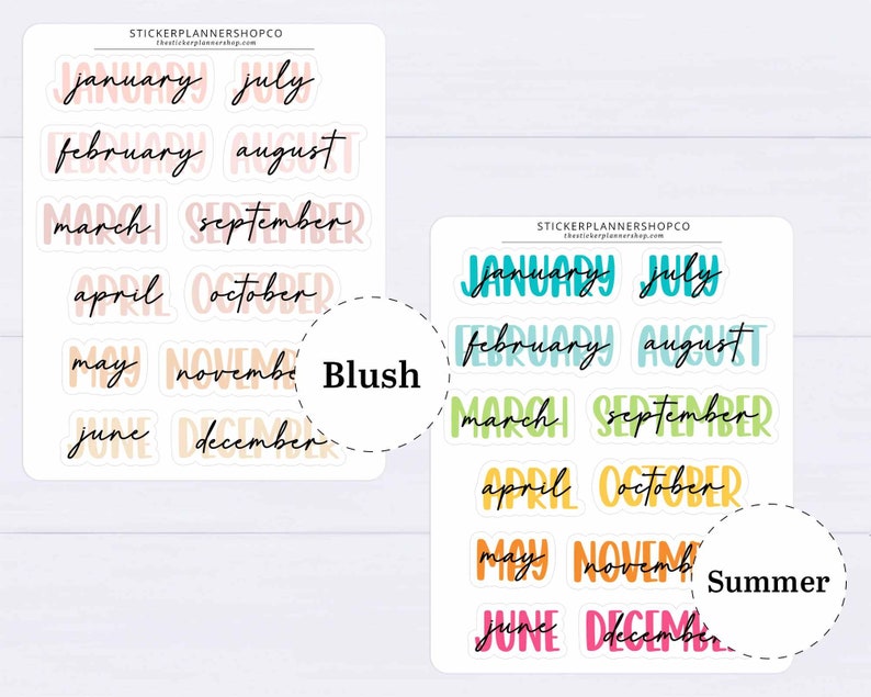Month Header Planner Stickers Month Names Sticker Large Cursive Month Stickers January December Monthly Planner Stickers image 9