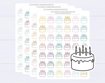 Mini Birthday Cake Stickers - 42 Stickers