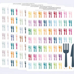 Meal Planning Sticker - Fork Knife Sticker - Utensil Sticker - Erin Condren Planner Sticker Horizontal - Erin Condren Planner Stickers image 1