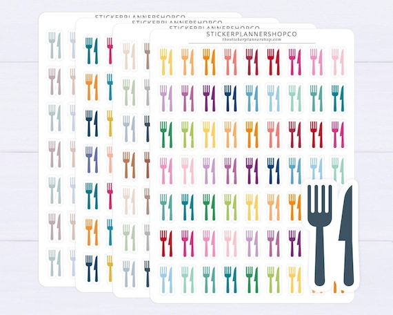 Meal Planning Sticker - Fork Knife Sticker - Utensil Sticker - Erin Condren Planner Sticker Horizontal - Erin Condren Planner Stickers