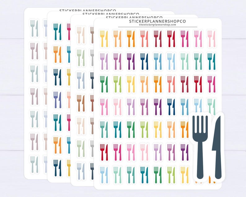 Meal Planning Sticker - Fork Knife Sticker - Utensil Sticker - Erin Condren Planner Sticker Horizontal - Erin Condren Planner Stickers image 1