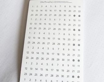 Pegatinas para agenda con fecha y puntos - Blanco y negro - 198 pegatinas