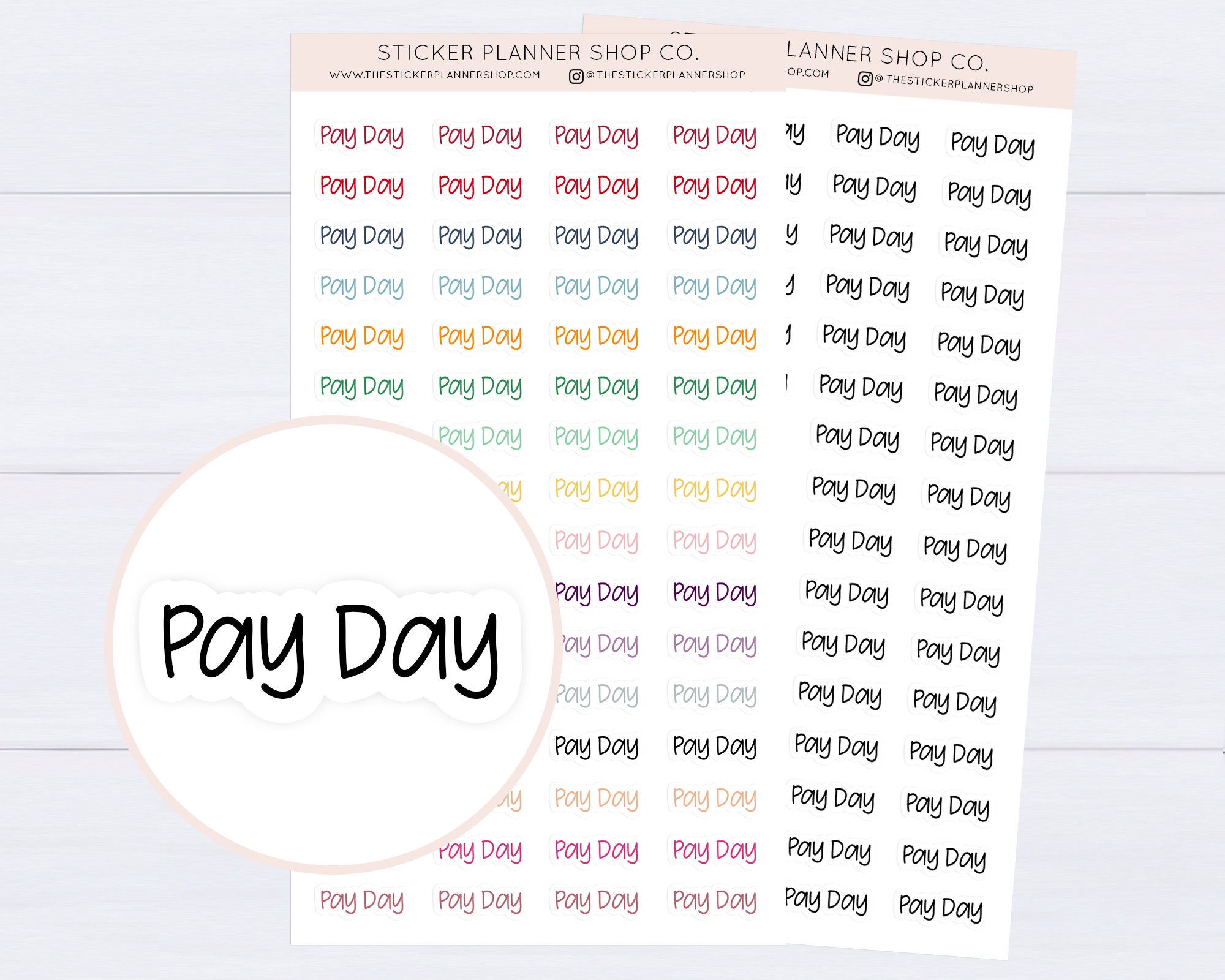 Pay Day Lettering Pay Day Text Stickers 64 Stickers - Etsy