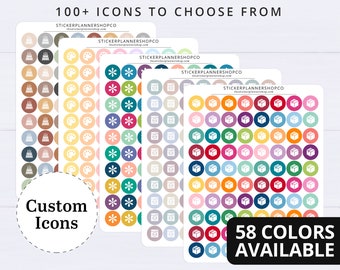 Custom Icon Sticker Sheet - 90 Stickers - Choose from 100 Icons