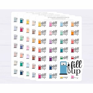Gas Pump Planner Stickers - Fill Gas Planner Stickers - 44 Stickers - Erin Condren Planner Sticker