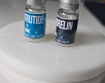 Etiquetas personalizadas para viales de péptidos - 20 por hoja - Para investigación - Viales de 3 ml/5 ml