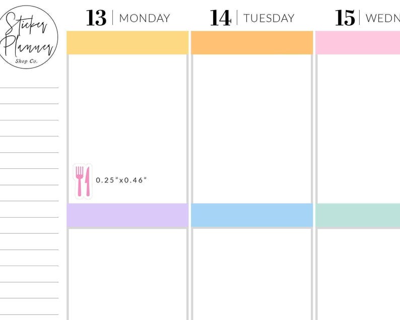 Meal Planning Sticker - Fork Knife Sticker - Utensil Sticker - Erin Condren Planner Sticker Horizontal - Erin Condren Planner Stickers image 3