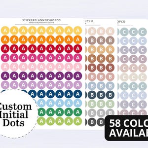 Custom Circle Text Initial Stickers - 99 Stickers - 1 letter or number per sheet