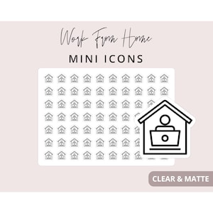 Work From Home Mini Icon Stickers, Planner Icon Sticker, Minimal & Functional Planner Sticker, Small Icon Sticker, 70 Stickers